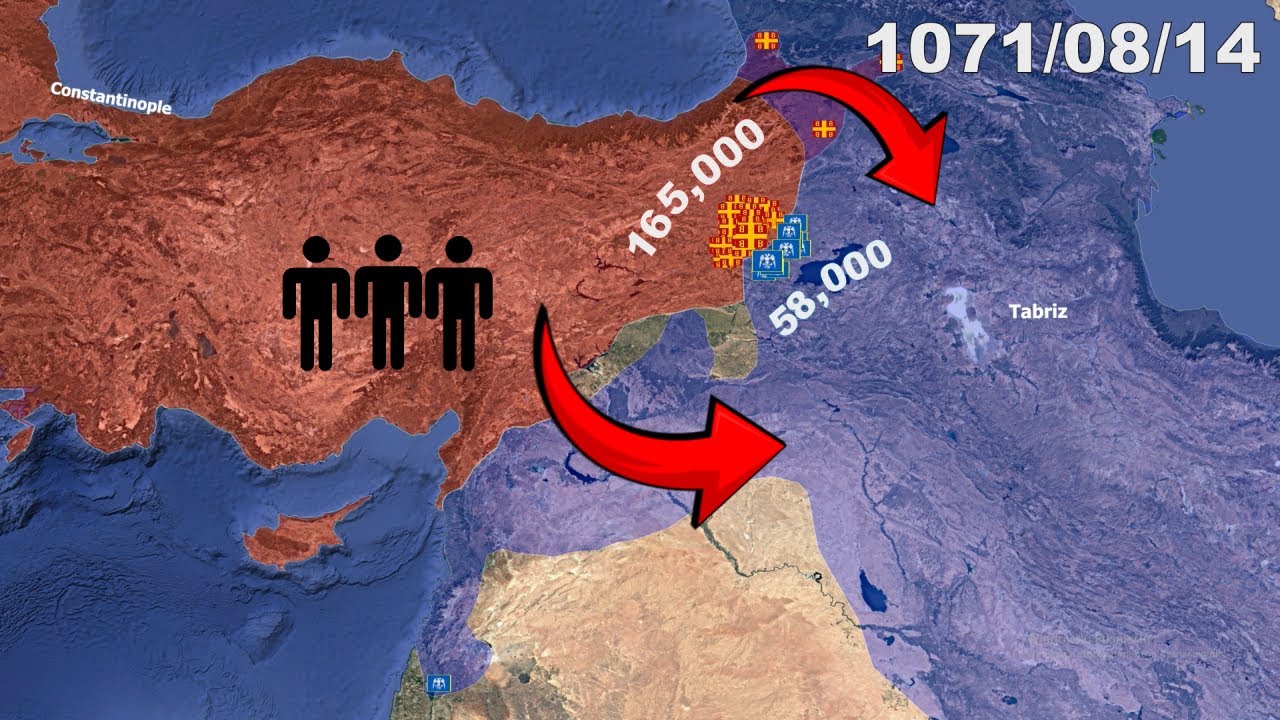 Battle of Manzikert 1071 &ndash; Turkish Invasion of Anatolia in 1 minute using Google Earth