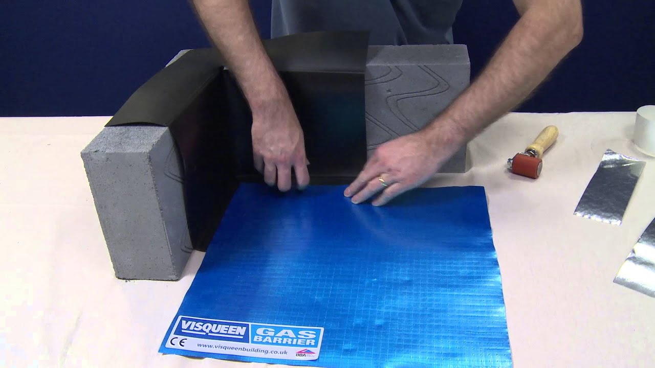 Jointing a membrane to a preformed corner unit with Visqueen Gas Barrier