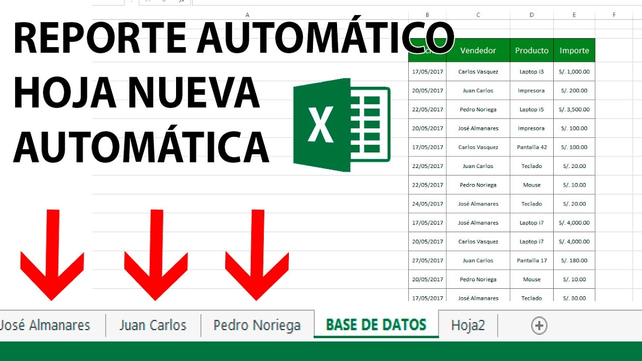 Como crear hojas nuevas y independiente por cada reporte de Excel automaticamente