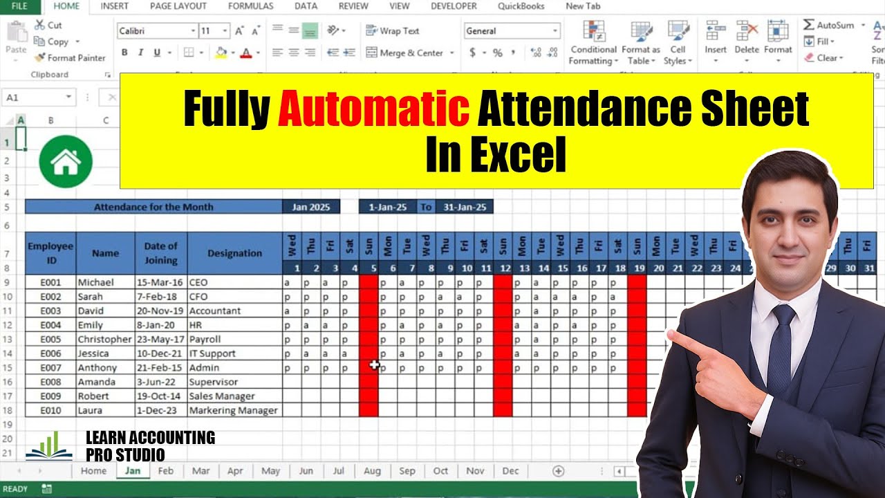 How to Make a Professional Attendance Sheet & Salary Sheet in Ms Excel l Learn Accounting Pro Studio