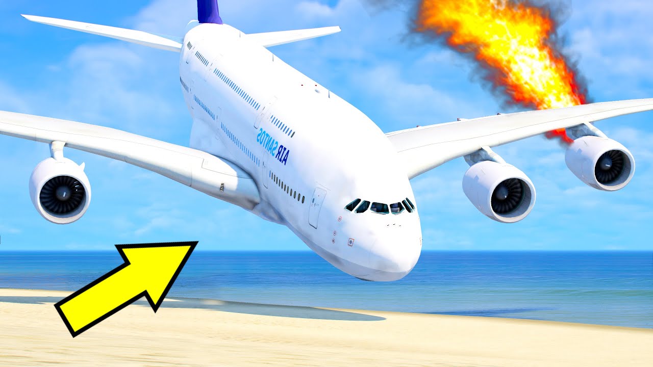 Аварийная посадка на пляже не удалась в GTA 5 (Сцена авиакатастрофы)