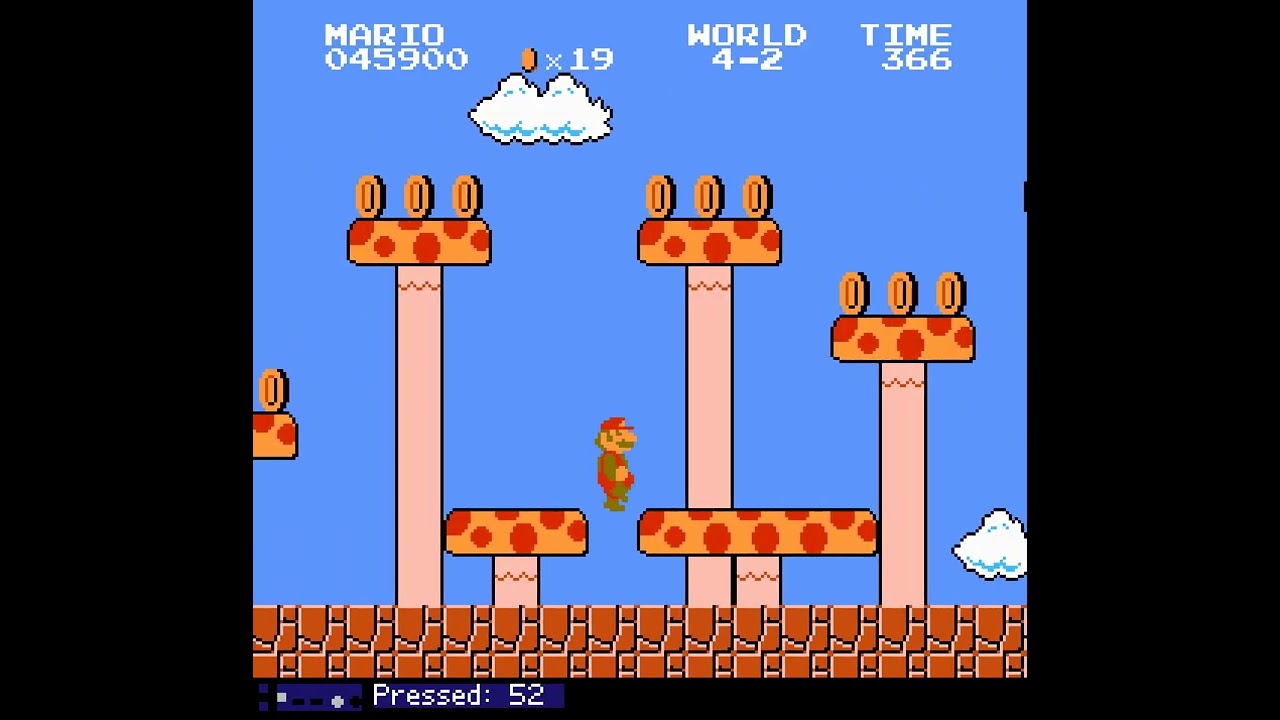[TAS] Super Mario Bros in 141 presses (with input display / # of button presses)