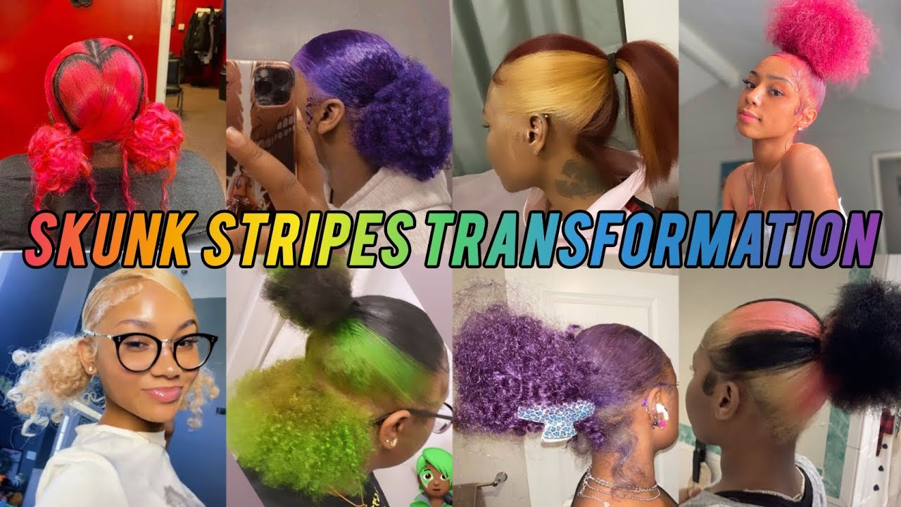 🌈~2️⃣0️⃣2️⃣4️⃣SKUNK STRIPES HAIRSTYLE COMPILATION | #skunkstripe #curlyhairstyles #compilation