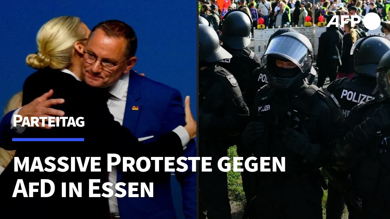 AfD-Parteitag: Doppelspitze bestätigt - massive Proteste in Essen | AFP
