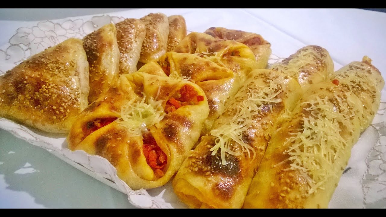 ثلاث أشكال من المملحات بعجين المسمن و بحشوة صحية و غنية بالفيتامينات - mesamen farci