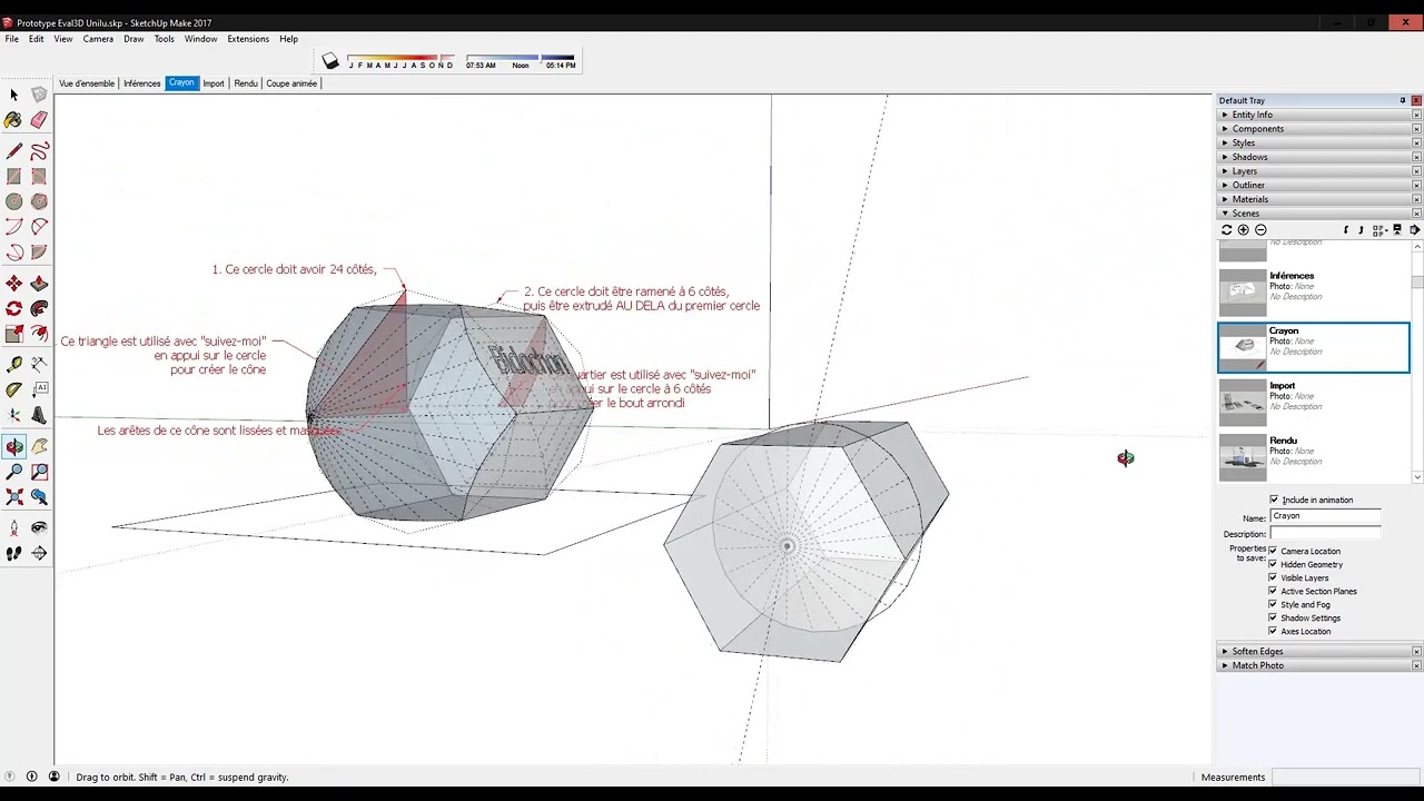Sketchup exercice 2 : le crayon