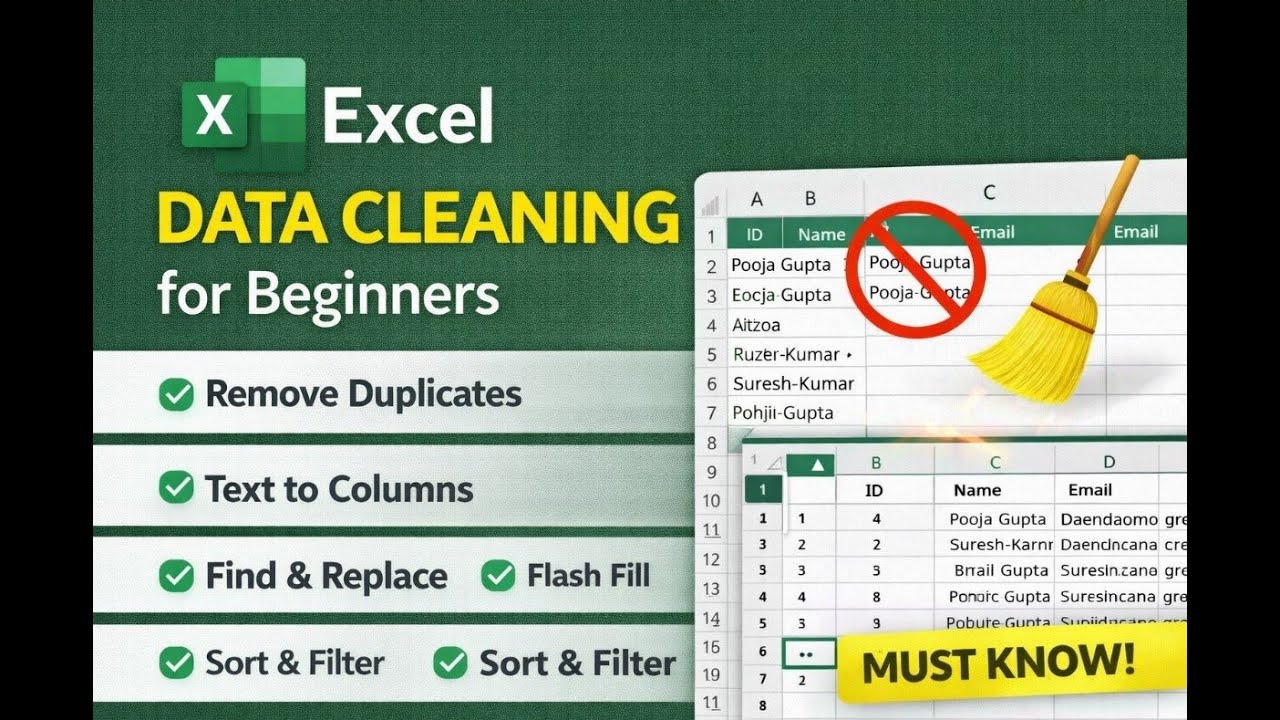 Excel Data Cleaning Tutorial | Clean Messy Data in Minutes Beginner Friendly