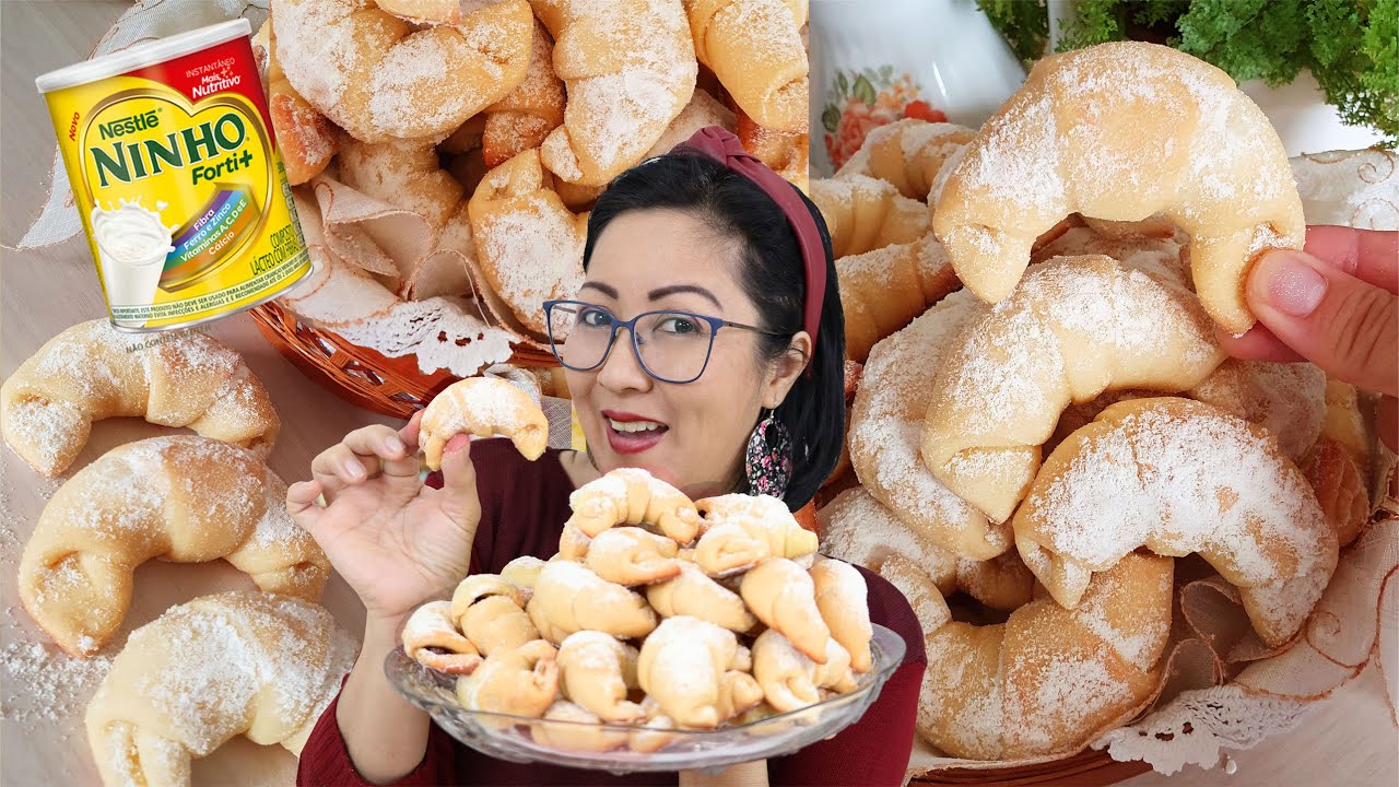 P&Atilde;O MEIA LUA DE LEITE NINHO - F&Aacute;CIL E DELICIOSOS - PEDACINHOS DE GOSTOSURA E  MACIOS - DIKA DA NAKA
