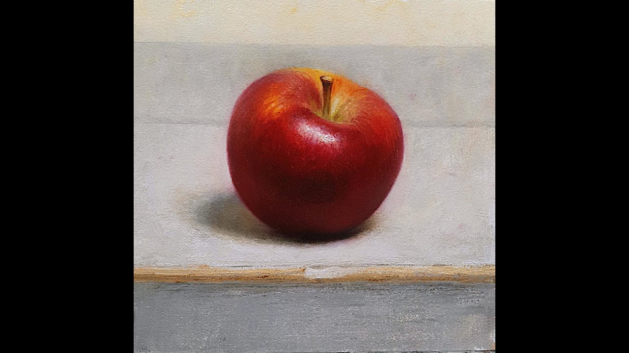 Paint an apple. Oil painting still life