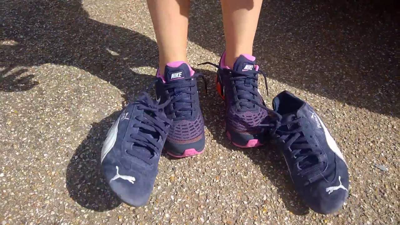 Her sockless feet from Pumas to Nikes