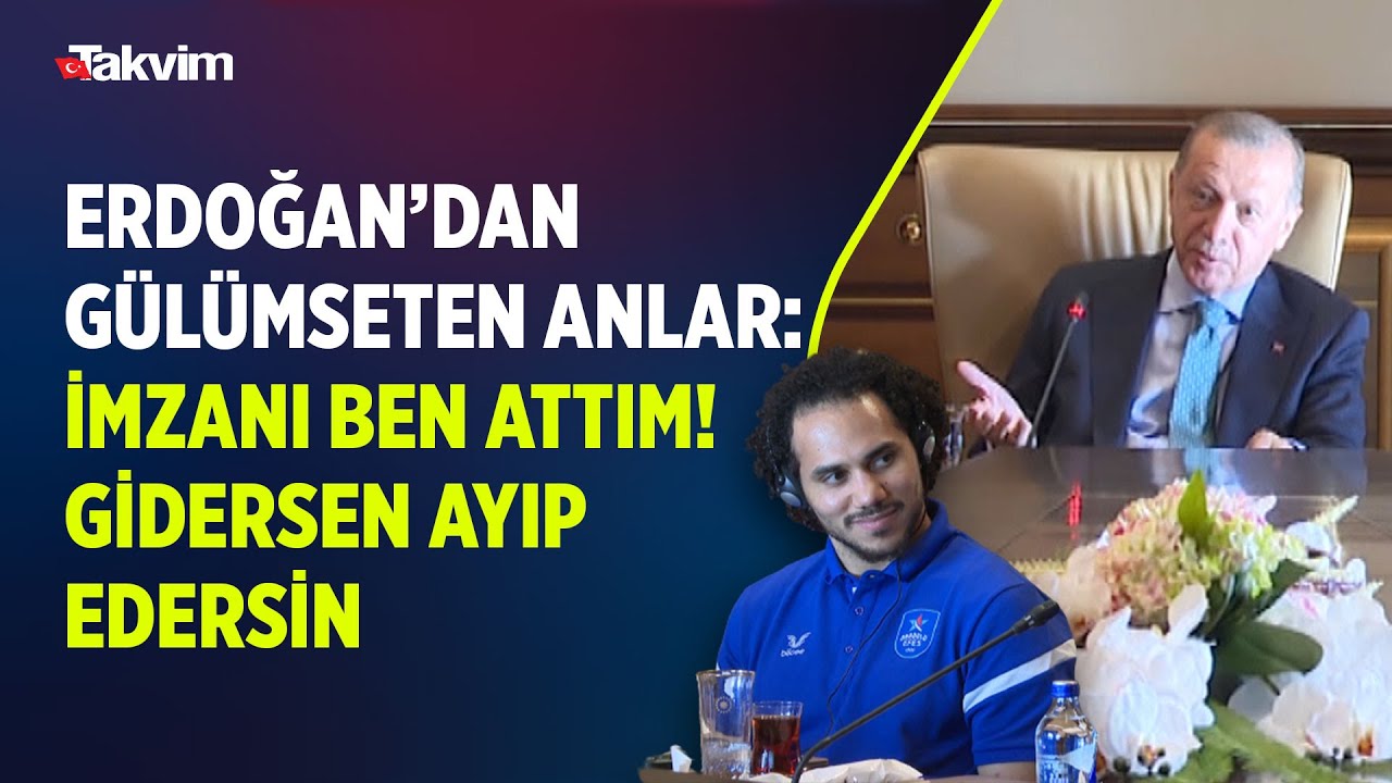 Erdoğan ile Shane Larkin arasında gülümseten anlar: İmzanı ben attım. Gidersen ayıp edersin