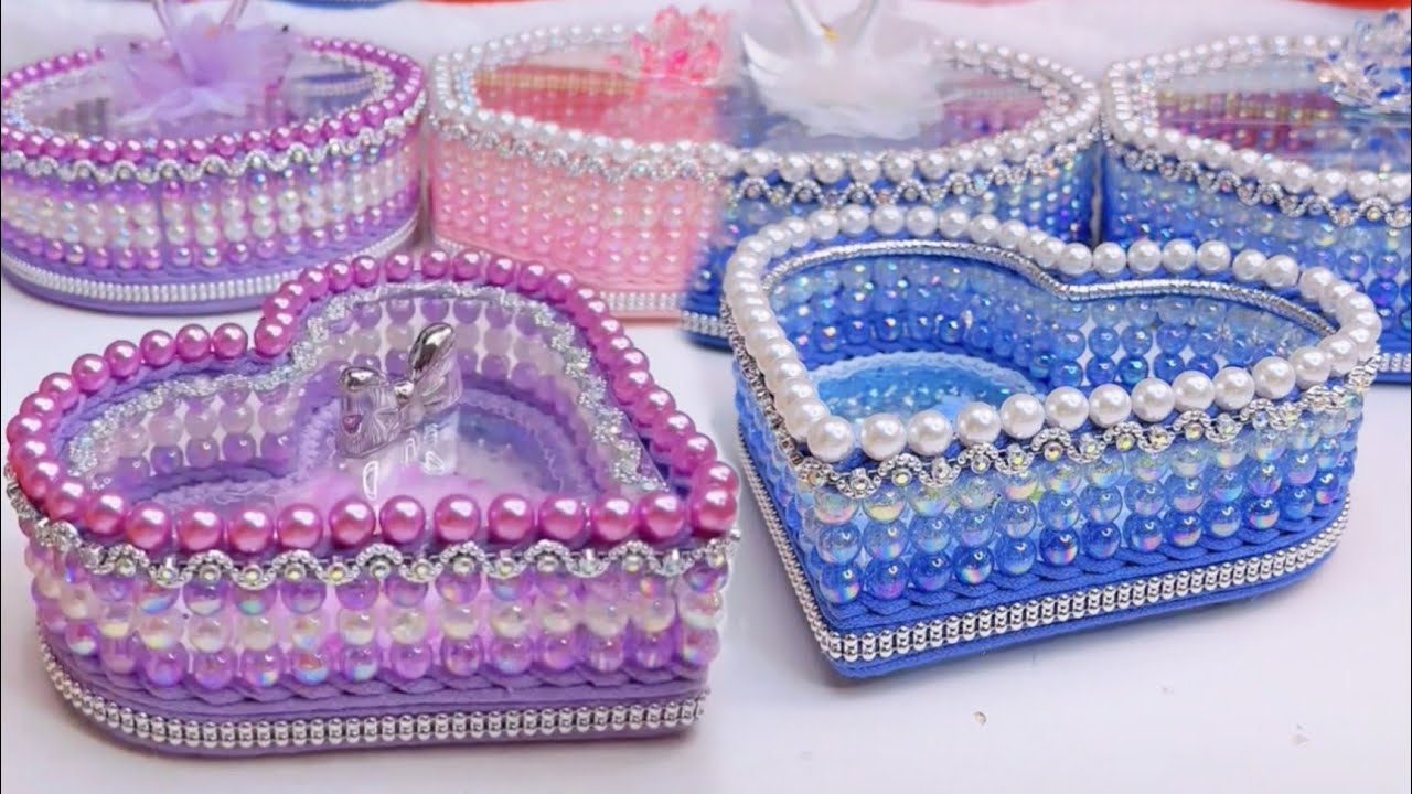 Beautiful Bead Pearl Heart Shape Craft Ideas Tutorial / Decoration Storage Box for Gifts