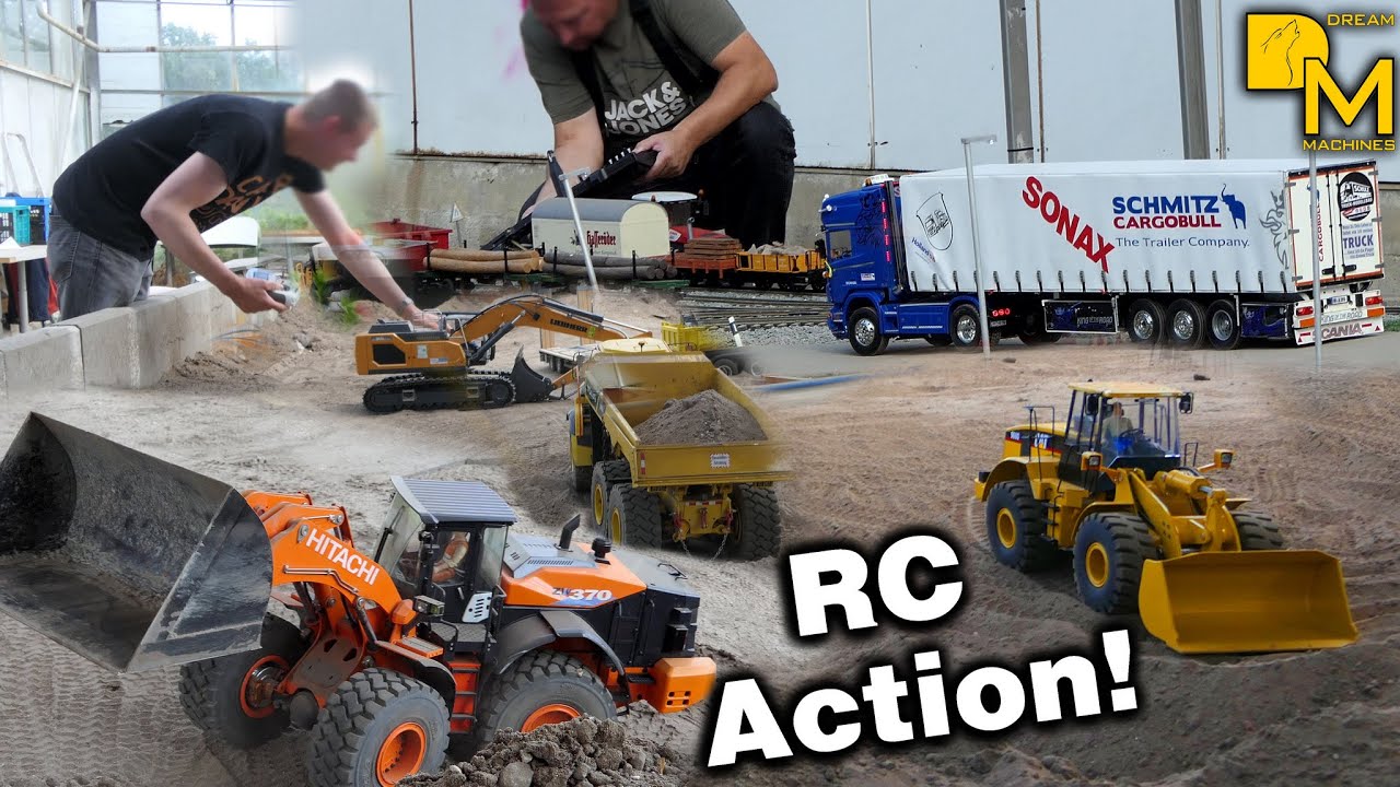 RC construction site first class scale models Indoor playground 🚦🕹️🔋 excavators heavy machinery 🚛🚜🚧