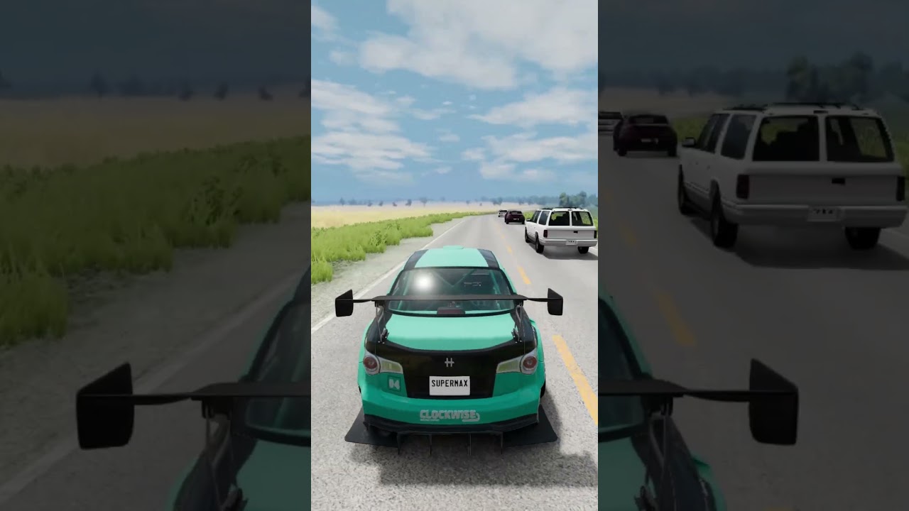 1000 KM/H GREEN CAR vs TRAFFIC! 😱 Highway Crash Test - BeamNG.drive 