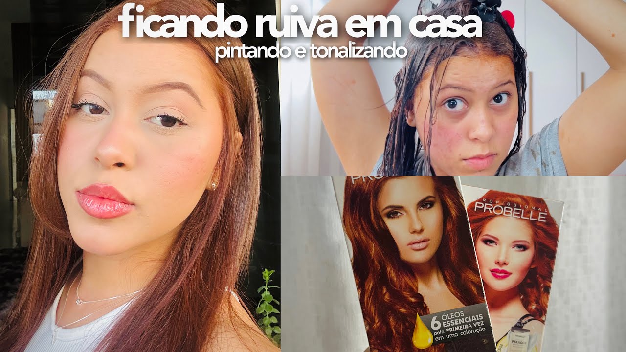 Ficando ruiva em casa sozinha| pintando e tonalizando meu cabelo de ruivo 👩🏻‍🦰
