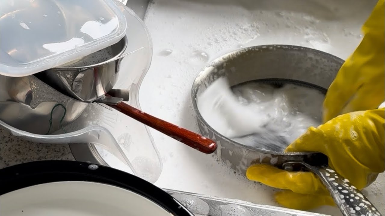 ✨Real Life Hand Dishwashing ASMR Calm Foam, Water & Scrubbing Sounds 