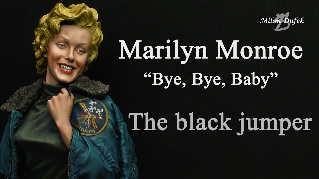 Marilyn Monroe - Painting bust - The black jumper - The base acrylic colour and oil layer.
