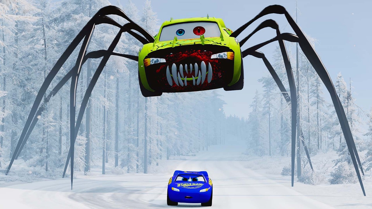 Epic escape from The Zombie Lightning McQueen Eater, Tractor Eater, Fire Engine Eater |BeamNG.Drive
