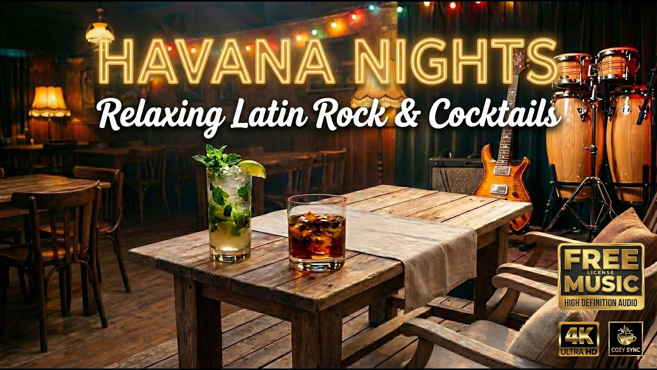 Havana Nights: Relaxing Latin Rock & Cocktails 🍹 Electric Guitar Jazz Bar