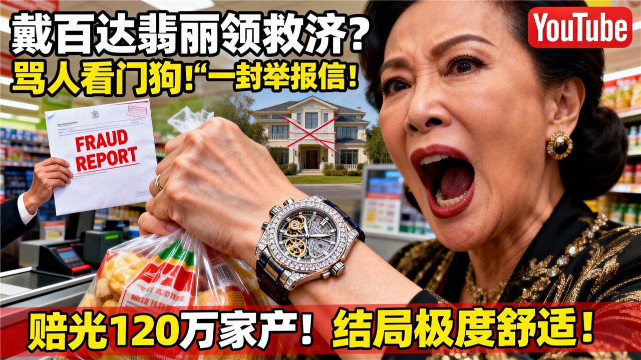 “你个看门狗也配教我？” 华人富婆戴百达翡丽领救济，怒骂收银员！结局极度舒适：收银员一封举报信，让她赔光120万家产！