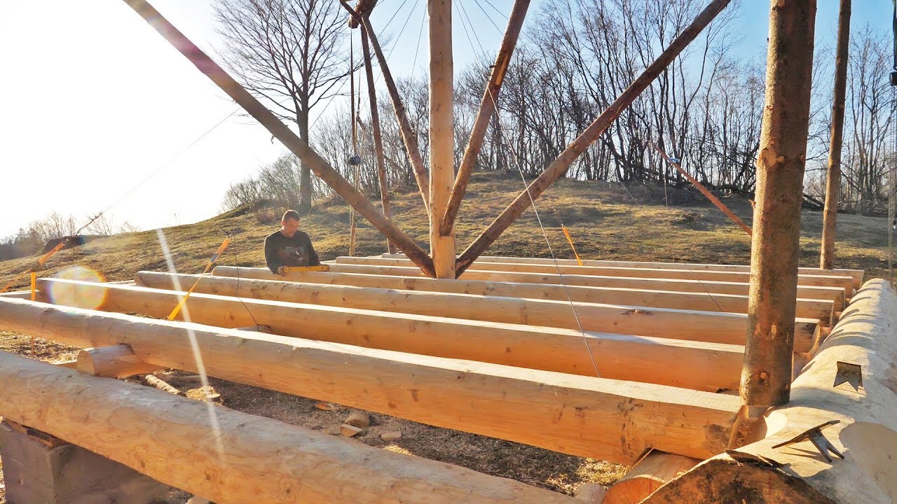 Building Off Grid Log Cabin - Ep 13 / Floor Joists