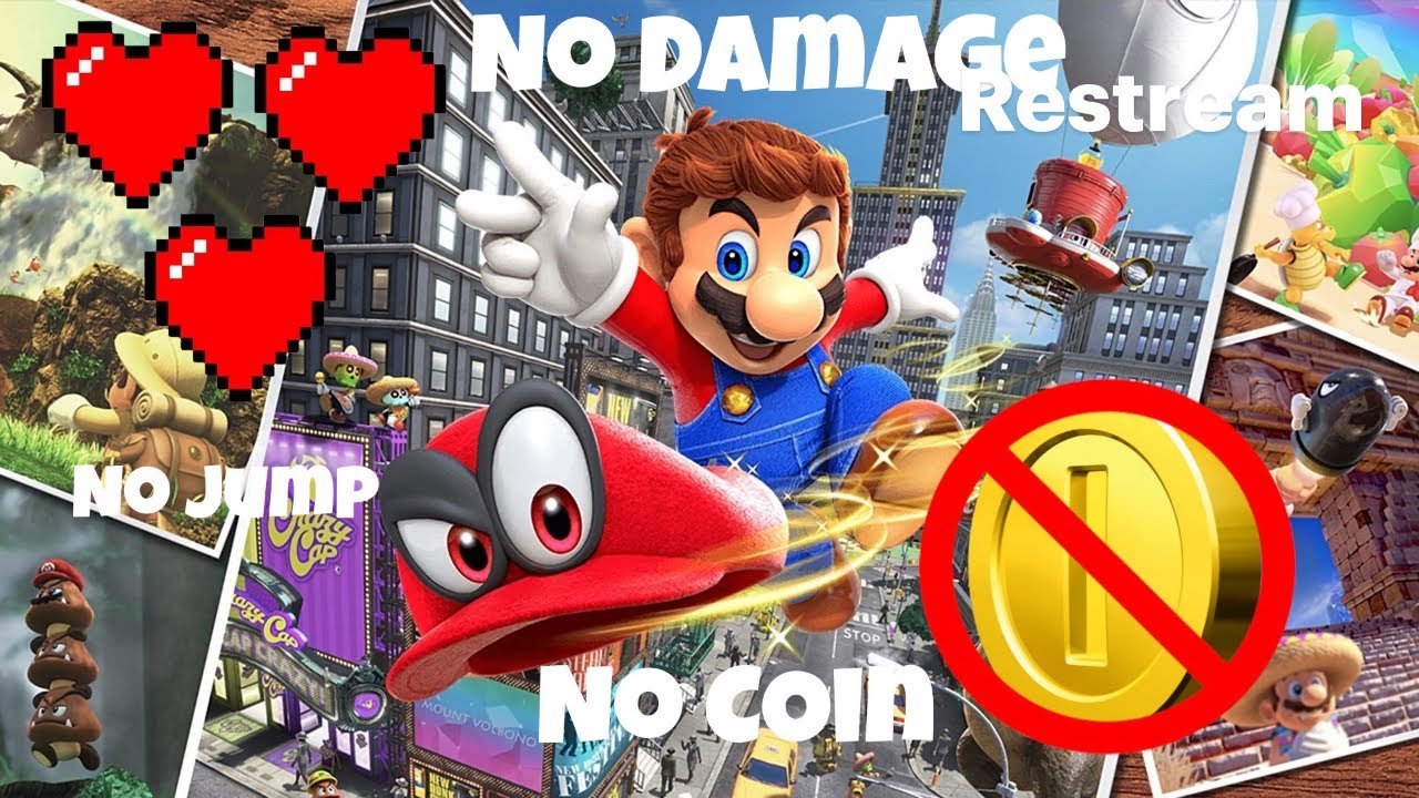 Super Mario Odyssey No Coin + No Jump+ No Damage Challenge