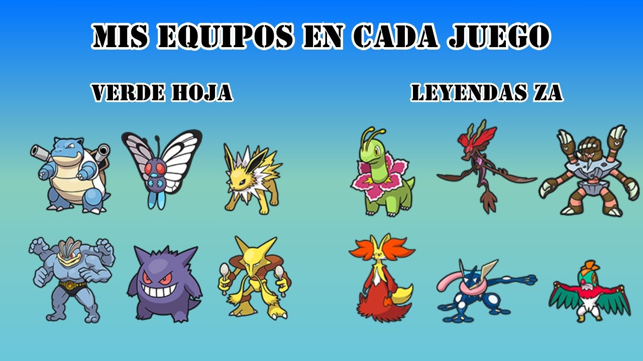 Mi equipo Pokémon en cada juego
