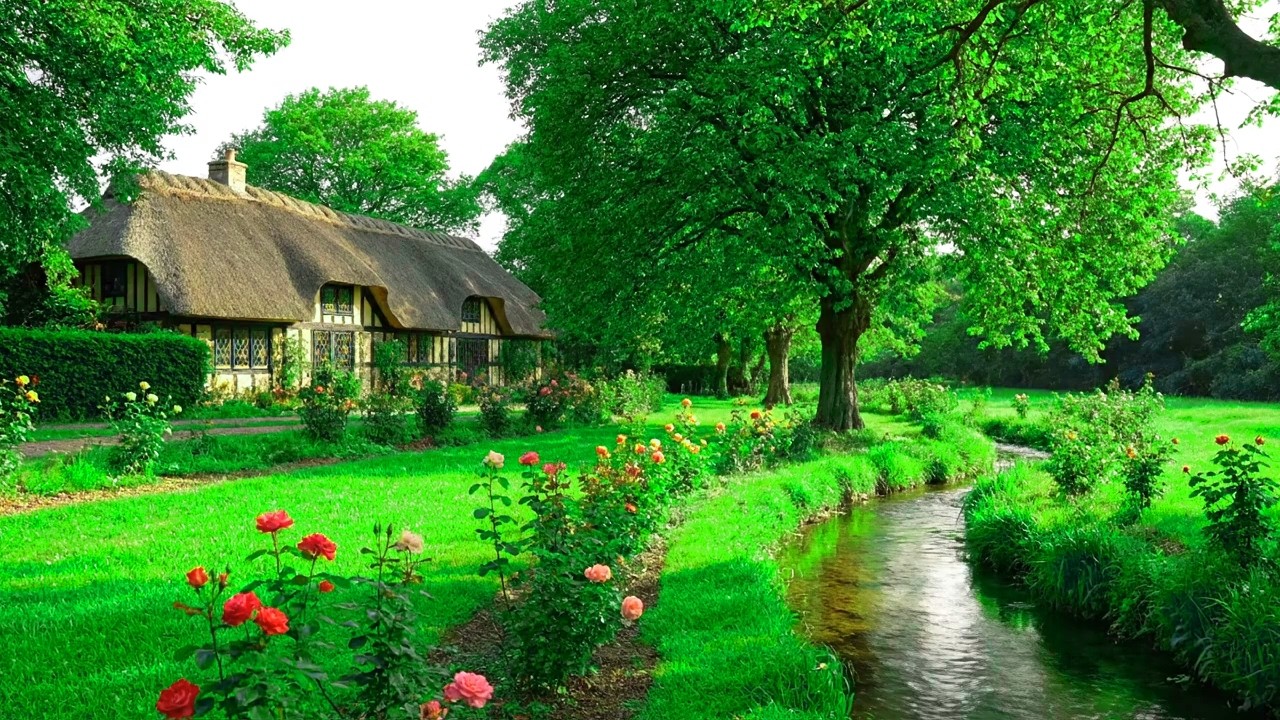 Tiny Paradise: Thatched Cottage, Roses & Stream 🏡 |  Relaxation