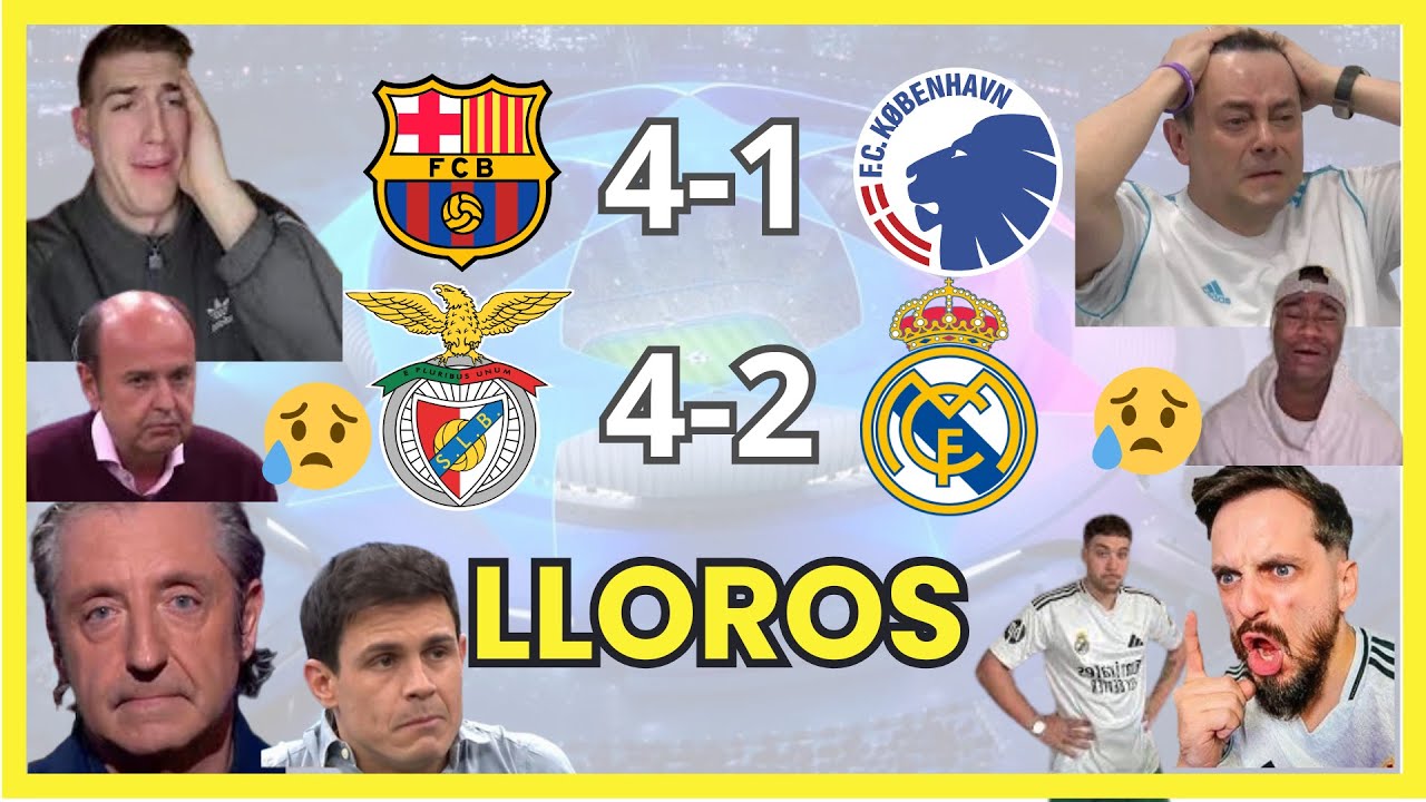😂🔥LOS MEJORES LLOROS MADRIDISTAS EN EL BARCELONA 4 COPENHAGE 1 Y BENFICA 4 MADRID 2