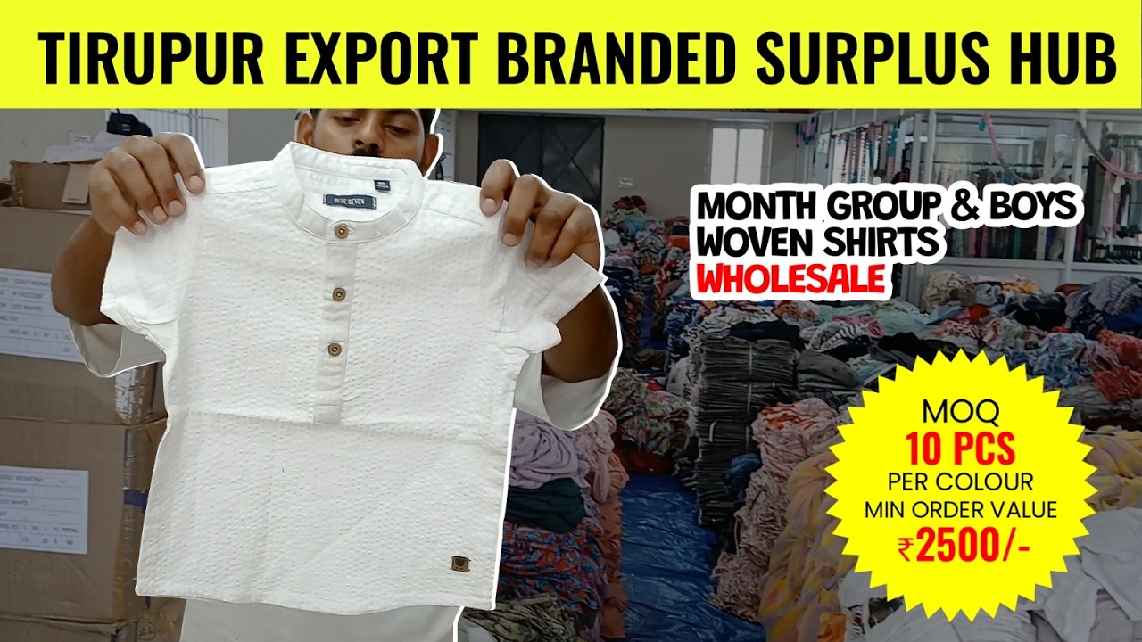 ✨Month Group & Boys Woven Shirts Wholesale | Premium Export Surplus | Tirupur Branded Collection✨