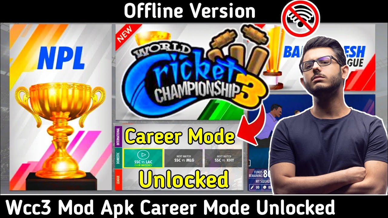 OMG 😱 WCC3 MOD APK + EVERYTHING UNLOCKED | CAREER MODE FREE | WCC3 MOD | SOHAIB KHAN SBR