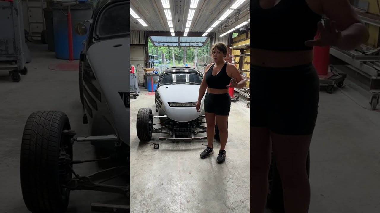 Check out this cool cantilever coilover front suspension on this radical custom VW Bug!
