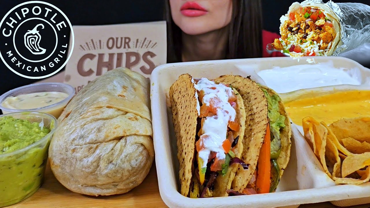Real Mukbang) CHIPOTLE Giant Burrito + Tacos EATING ASMR