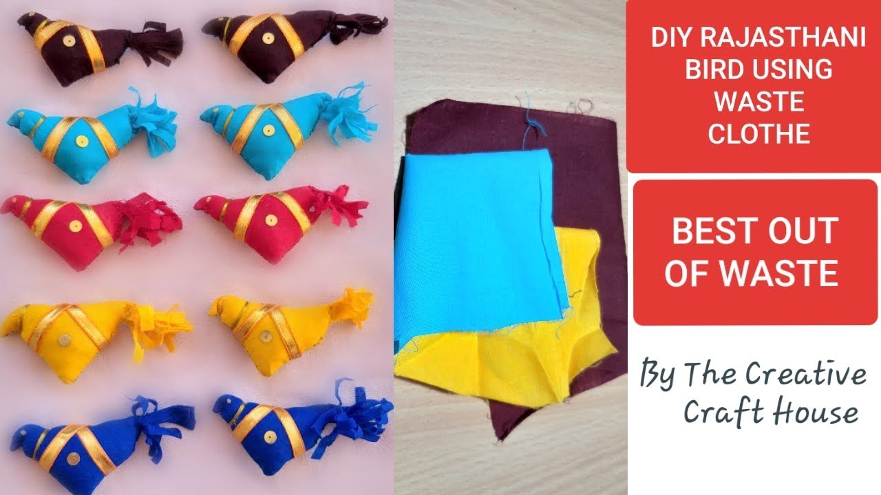 Diy how to make waste cloth bird/rajasthani bird for hangings & other craft products very easy