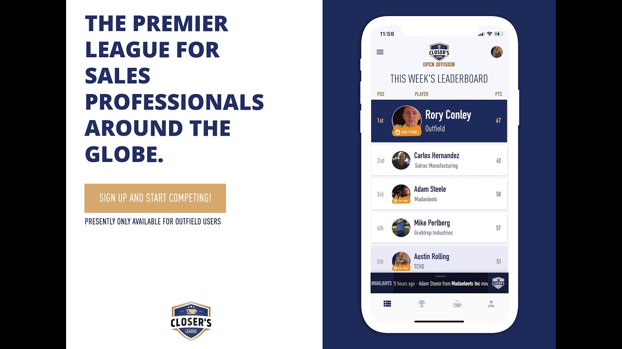 Outfield Users Can Now Compete On The Closer's App
