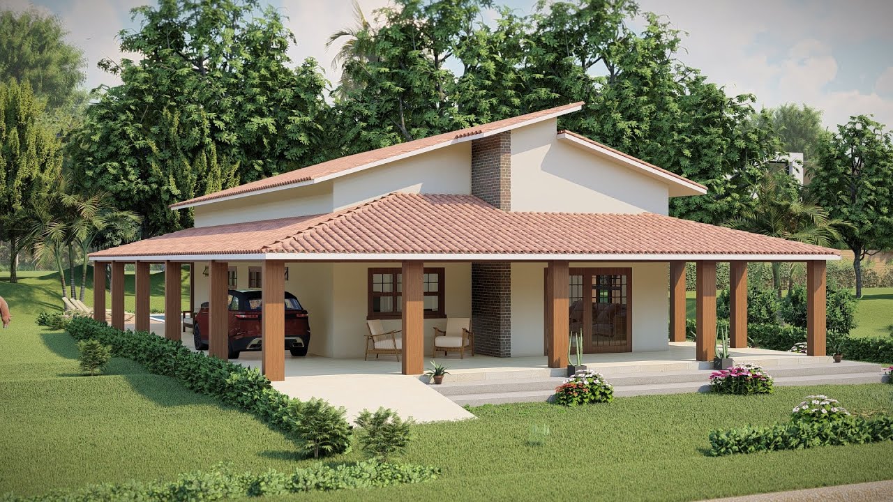 Casa de Campo 3 quartos - Compre o Projeto na Descrição - P431