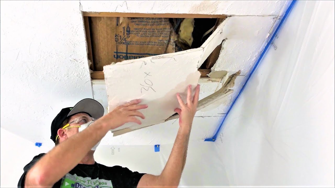 How to DRYWALL REPAIR a Water Damage Ceiling Tutorial
