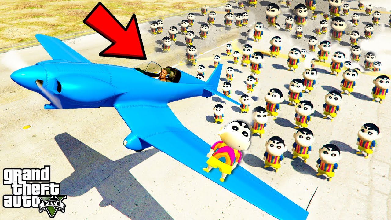 1000 SHINCHAN Attacked FRANKLIN on Plane in GTA 5 | SHINCHAN and CHOP
