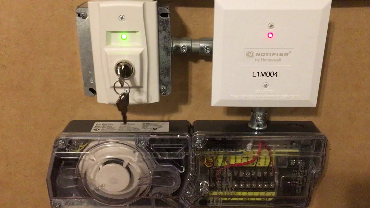 Notifier NFS2-640 Fire Alarm System Test - Duct Detector Activation