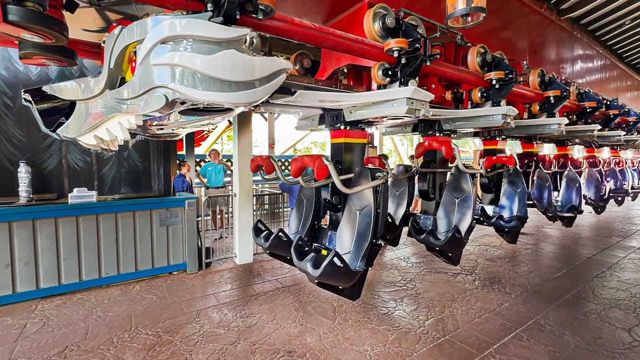 BIG BAD WOLF: Wolf's Revenge On Ride POV - Busch Gardens Williamsburg Inverted Coaster