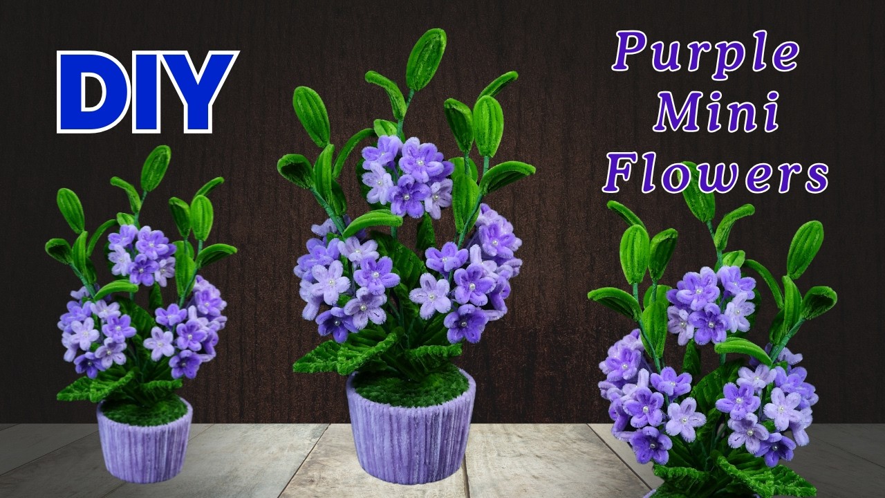 DIY Purple Mini Blossom Flower Pot 💜 | Easy Pipe Cleaner Flowers Tutorial