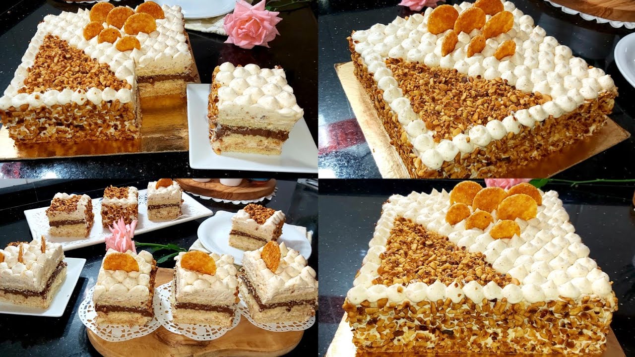 كيكة او قاطو🎂 بنكهة البفريوة🌰لجميع المناسبات بجنواز ناجحة مع كريمة ديبلومات بنينة والنتيجة رائعة 😍