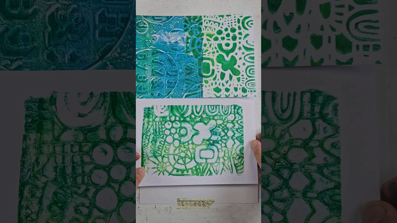 stencil gel printing #gelprintjanuary #gelliarts #gelplate #monoprint