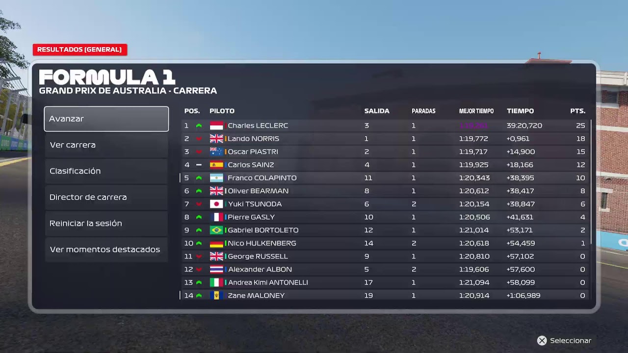 F1 25 | Hoy final de temporada | Ultimas dos con el Red Bull de Colapinto