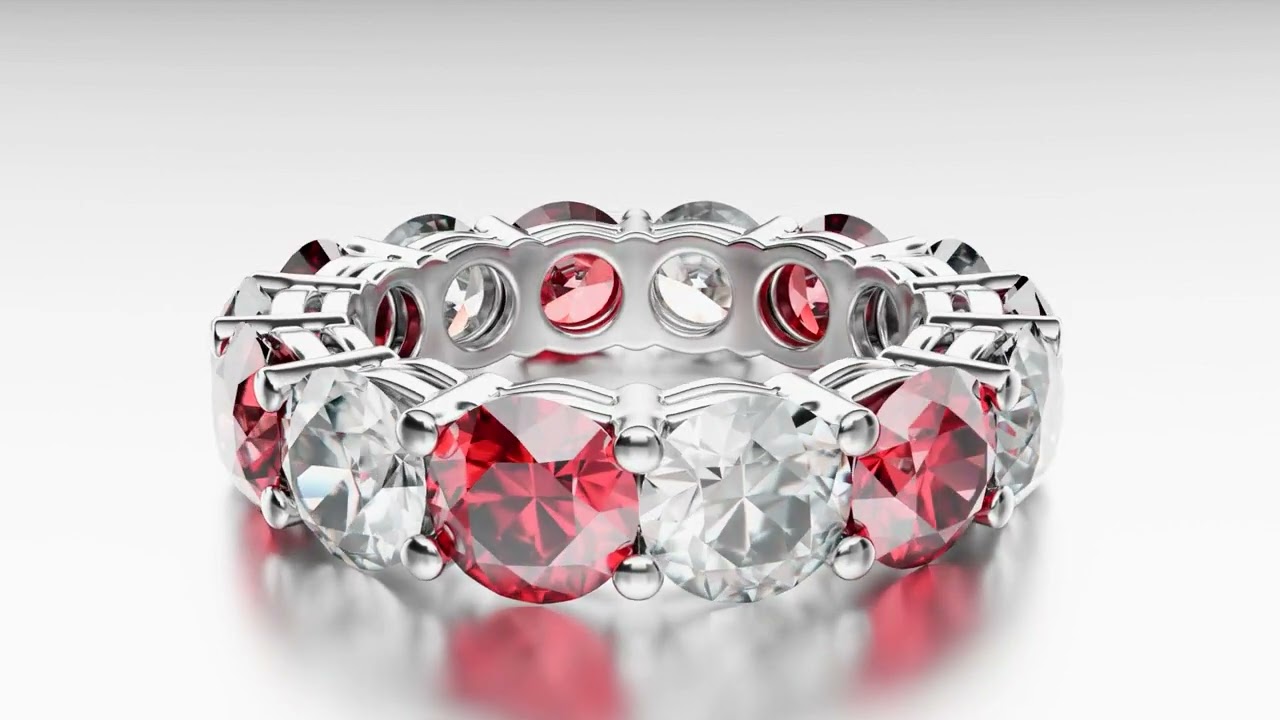 Inel din argint cu pietre Moissanite de 5 mm Manissi Diamond Red #jewelry #diamond #ring #925 #shop