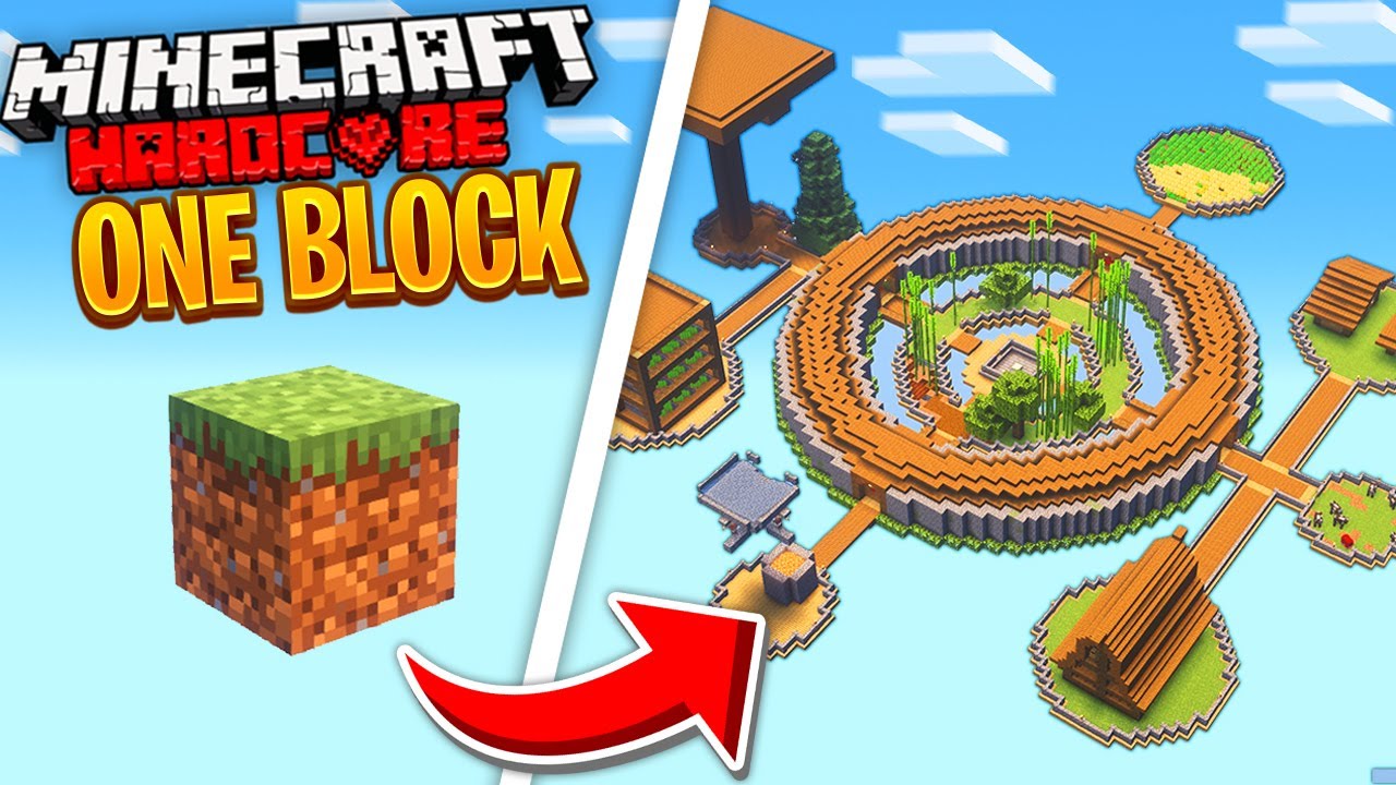 Я выжил 100 дней на ONEBLOCK в Minecraft Hardcore.