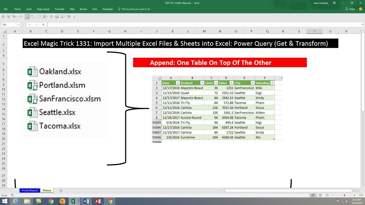 Excel Magic Trick 1331: Import Multiple Excel Files & Sheets into Excel: Power Query Get & Transform