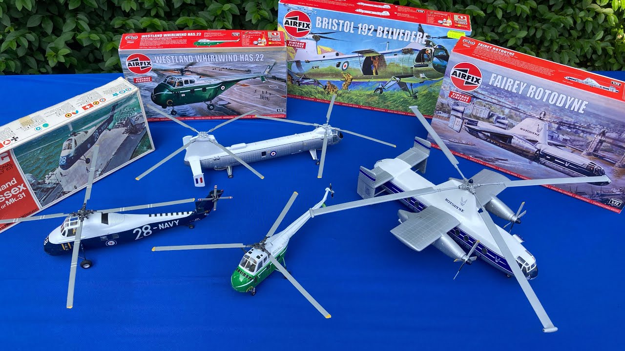 Airfix 1/72 helicopters, Whirlwind, Belvedere, Rotodyne and Frog Wessex
