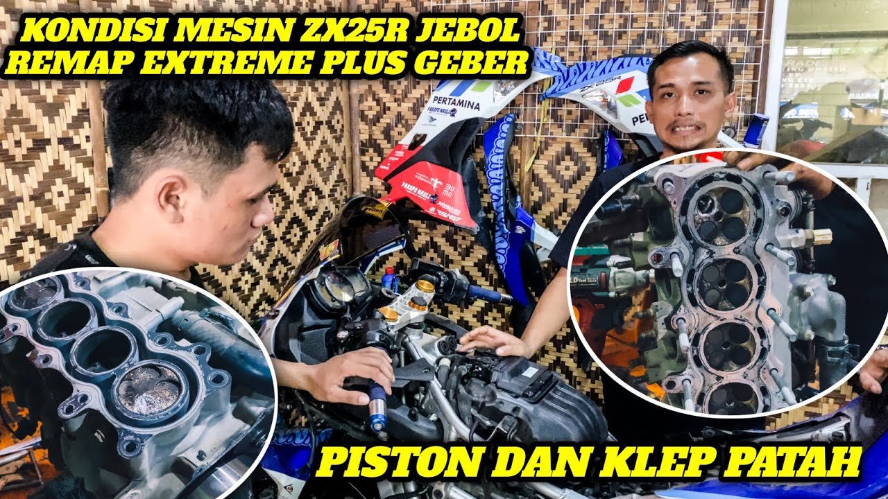 HANCUR SUDAH!! KONDISI MESIN ZX25R JEBOL PISTON DAN KLEP PATAH😭