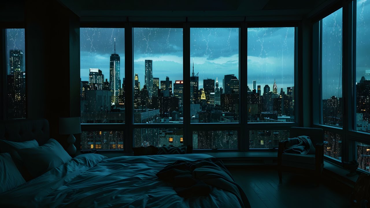 8-Hour Rain on Window for Deep Sleep and Calmness 🌙 Urban Rain for Relaxation